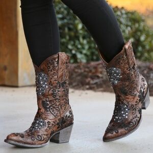 OLD GRINGO CALACA SWAROVSKI 10" COWGIRL BOOTS SIZE 9.5M